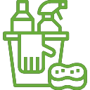 bucket of cleaning supplies icon